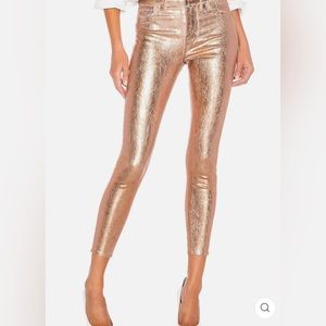NWT L'Agence Margot in Petal & Light Rose Gold Foil High Rise Skinny Jeans 27